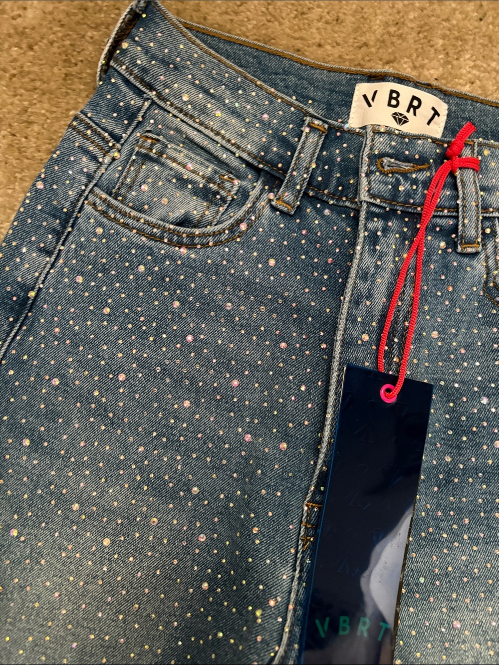 NWT Rhinestone Flare Denim Jeans by VBRT